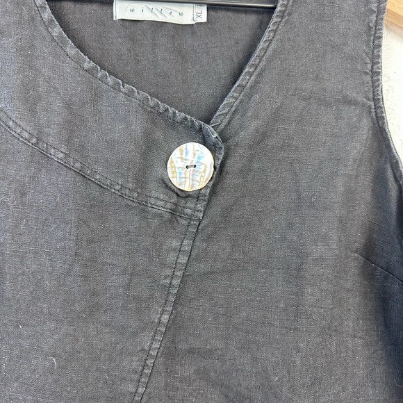 Vintage Willow lagenlook art to wear asymetrical linen black tank - Picture 2 of 8